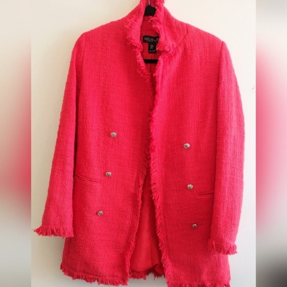 Rachel Zoe Red Tweed Longline Blazer M - Picture 11 of 11